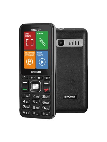BRONDI KING 2+ (NERO) - TELEFONO CELLULARE PER ANZIANI - TORCIA - IMPUGNATURA ANTISCIVOLO