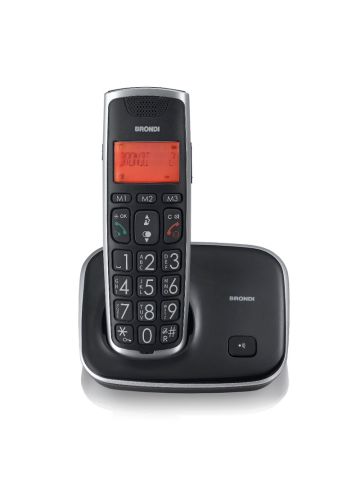 BRONDI BRAVO GOLD 2 (NERO) - TELEFONO CORDLESS SINGOLO - TASTI GRANDI - AUDIO AMPLIFICATO - VIVAVOCE