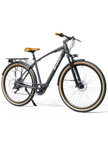 SHARP RIGA (BK-DM03E) CITY E-BIKE (NERA) - BICICLETTA ELETTRICA - RUOTE 29""X2.125"" - MOTORE BAFANG 250W 36V - BATTERIA  36V 7.8 AH CERTIFICATA - TELAIO IN ALLUMINIO - AUTONOMIA FINO AD 60KM